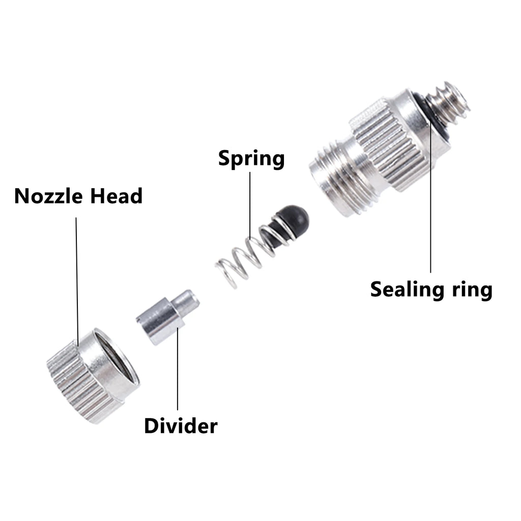 50Pcs High Pressure Mist Cooling Atomizing Sprayer 3/16" 0.1~0.5mm Anti Drip Fog Nozzle Garden Agriculture Irrigation Humidify