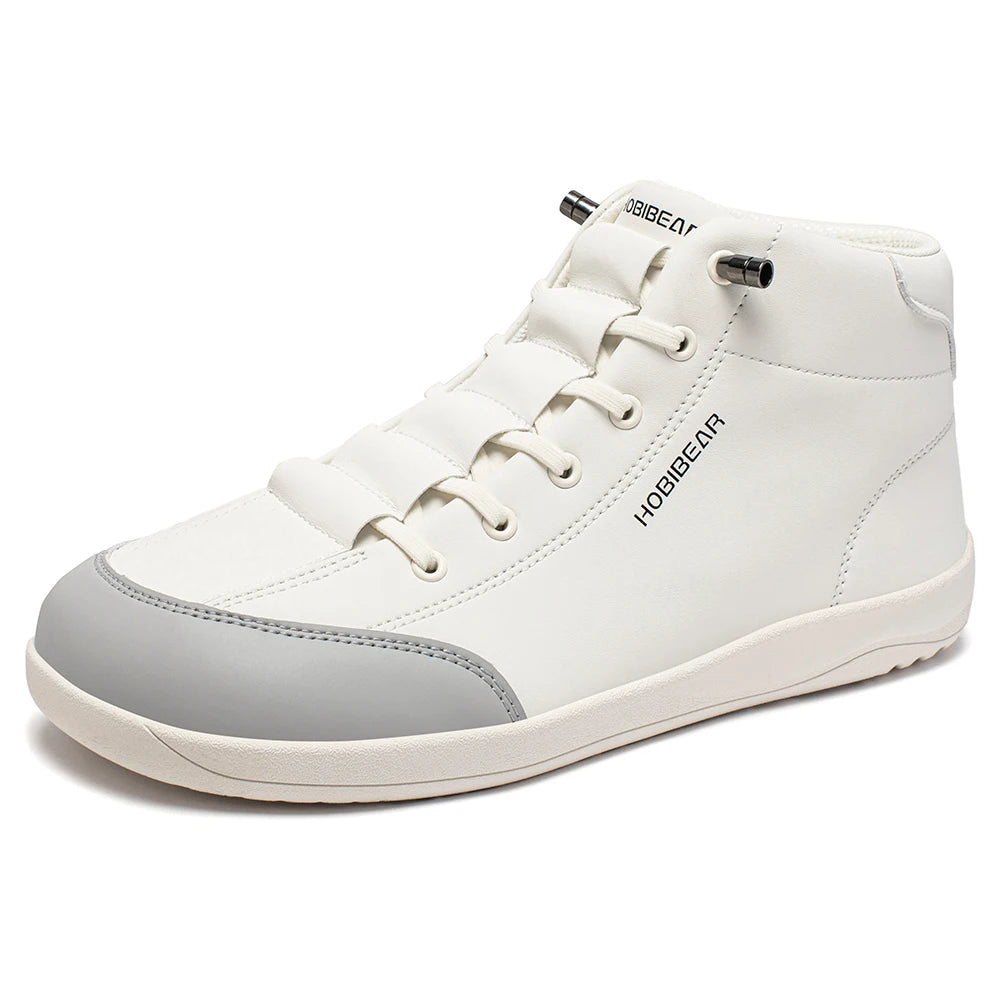 HOBIBEAR Mid-Top Barefoot Shoes Unisex Wide Toe Minimalist Ankle Boots Artificial Leather Outdoor Non-Slip Sneaker