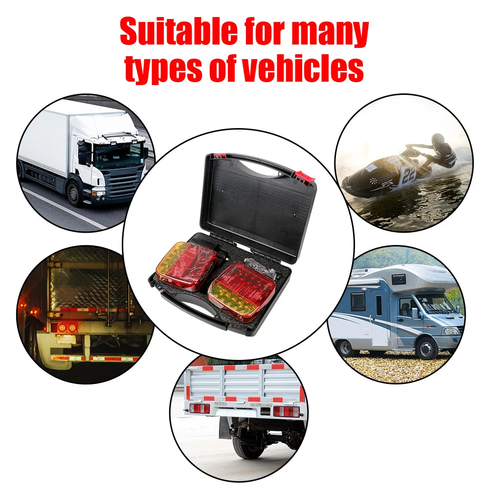 Rechargeable Wireless Reflective Lens Truck Taillights Brake Lights LED Trailer Rear Tail Turn Signal Lamp Caravan Camper Lorry