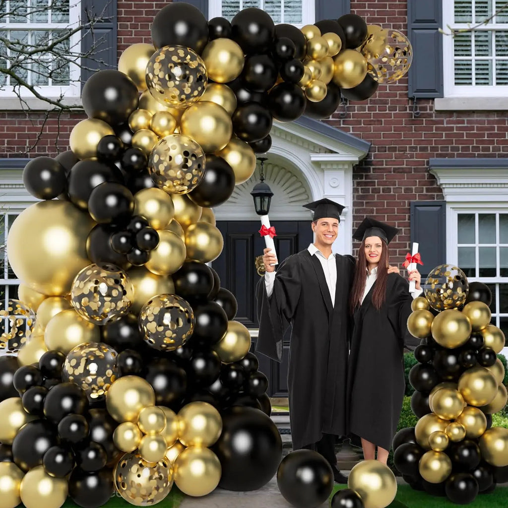 122Pcs black and gold latex balloon set suitable for birthday parties, weddings, Valentine's Day party decorations