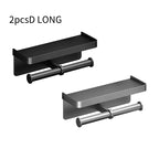 Aluminum Alloy Wall-Mounted Toilet Paper Holder with Shelf Phone Stand, Black/White/Grey, 2pcs