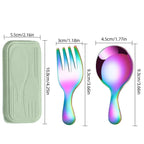 Stainless Steel Tableware Set Spoon Fork 2Pc Portable With Box Outdoor Camping Cutlery Lunch Hiking Camp Cooking Travel Flatware