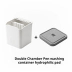 RAY Studio 2 In1 Dual-Compartment Brush Cleaning Pot with Absorbent Pad for Gundam DIY Modeling Brushes (Holder & Cleaner)