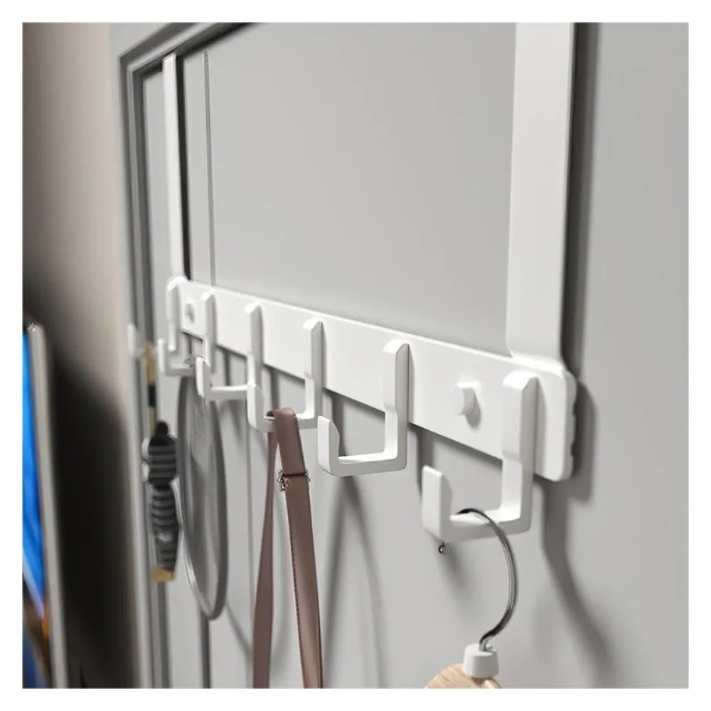 Over the Door Hook Rack 6 Hooks, Grey or White, 11cm or 18cm - Coat Towel Hanger