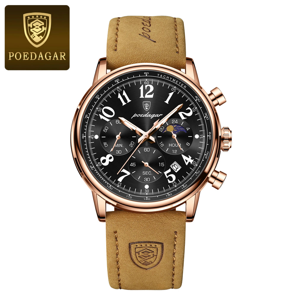 POEDAGAR Luxury Sports Military Men Watch Waterproof Luminous Chronograph Nylon Leather Date Man Wristwatch Quartz Men's Watches