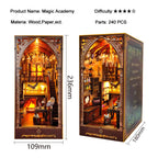 DIY Wooden Magic Academy Book Nook Figurines Miniatures Bookend Handmade Bookshelf for Friends Birthday Gifts Home Decor Crafts