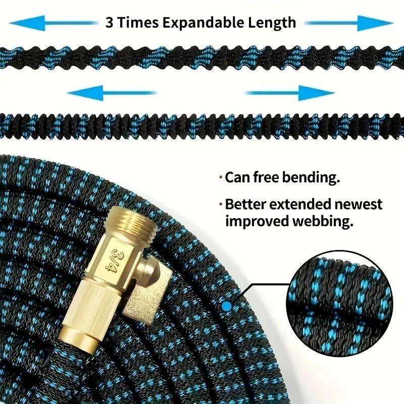 GOUN HOSE Flexible Expandable Garden Hose US 3/4 Metal Joints High PressureCar Wash Hose Expandable Garden Water Hose 25-150FT