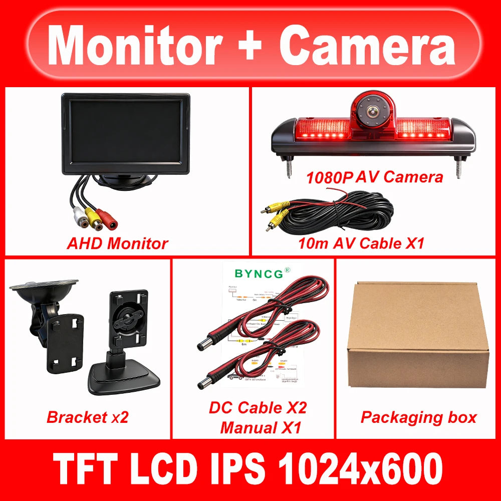 Car 5 inch Monitor AHD IPS CVBS LCD TFT 1080P Brake Light reverse camera for Ducato Ram ProMaster Peugeot Boxer Citroën Jumper