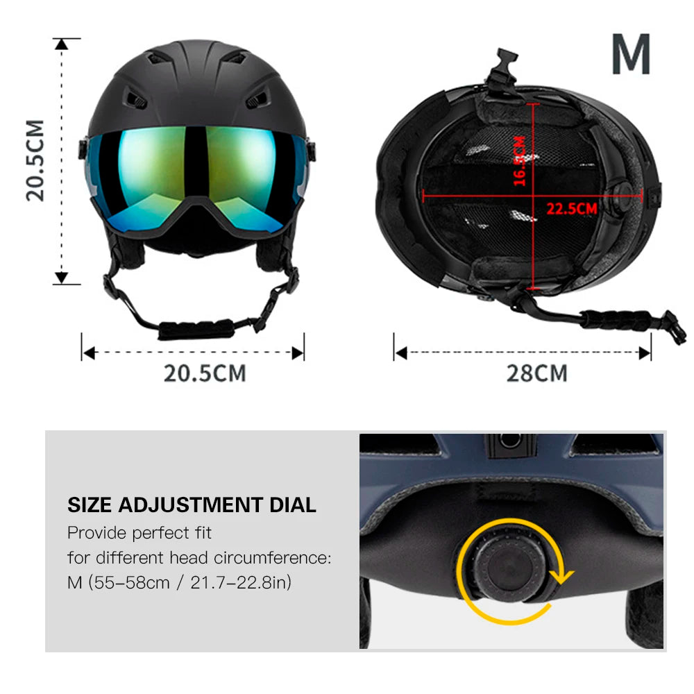 LIXADA Integrated Ski Helmet Men and Women Snowboard Helmet with Removable Visor Goggles Men and Women ‘s Snowboard Wear