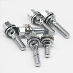 4pcs M12x1.25 wheel lug bolts flat seat washer silver, extra long thread 35-45mm for Peugeot 206 307 308 407 408