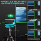 Kiprim Laser Level 2 Lines/5 Lines 360 Automatic Leveling Level Construction Tool Equipment Green Light Professional Cross Laser