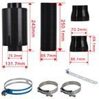 Universal Carbon Fiber Cold Air Intake Kit Enclosed Filter Box Induction Pipe Hose, Black