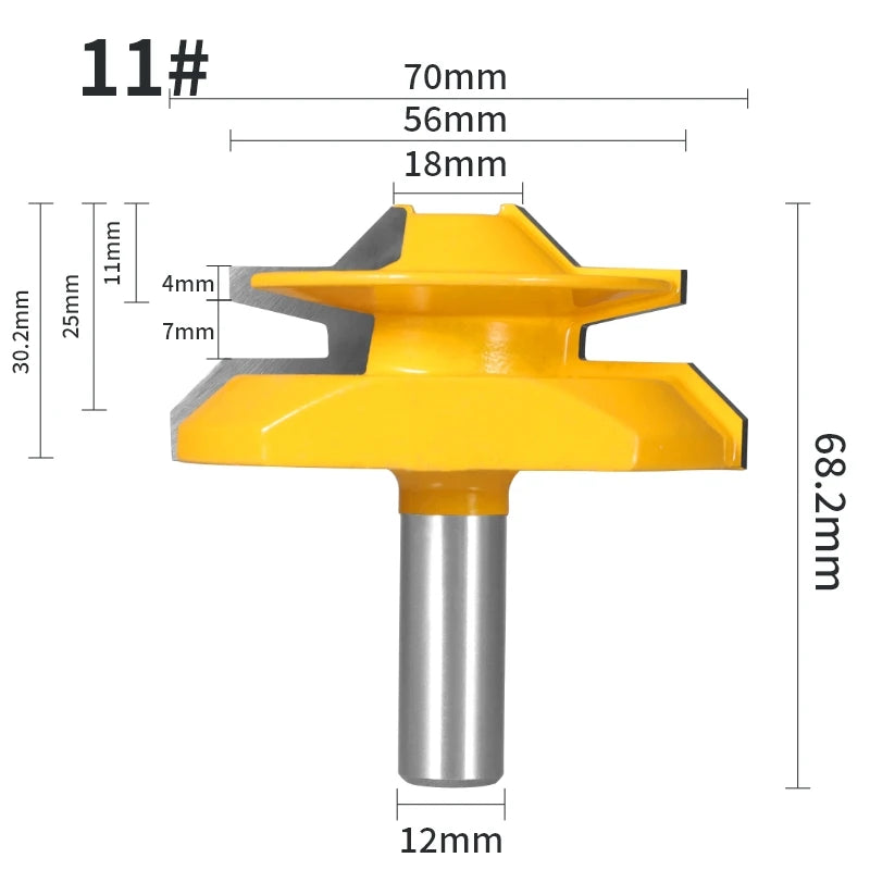 YUSUN 1PC 45° Degree  Lock Miter Router Bit  Woodworking Milling  Cutter For Wood Tools