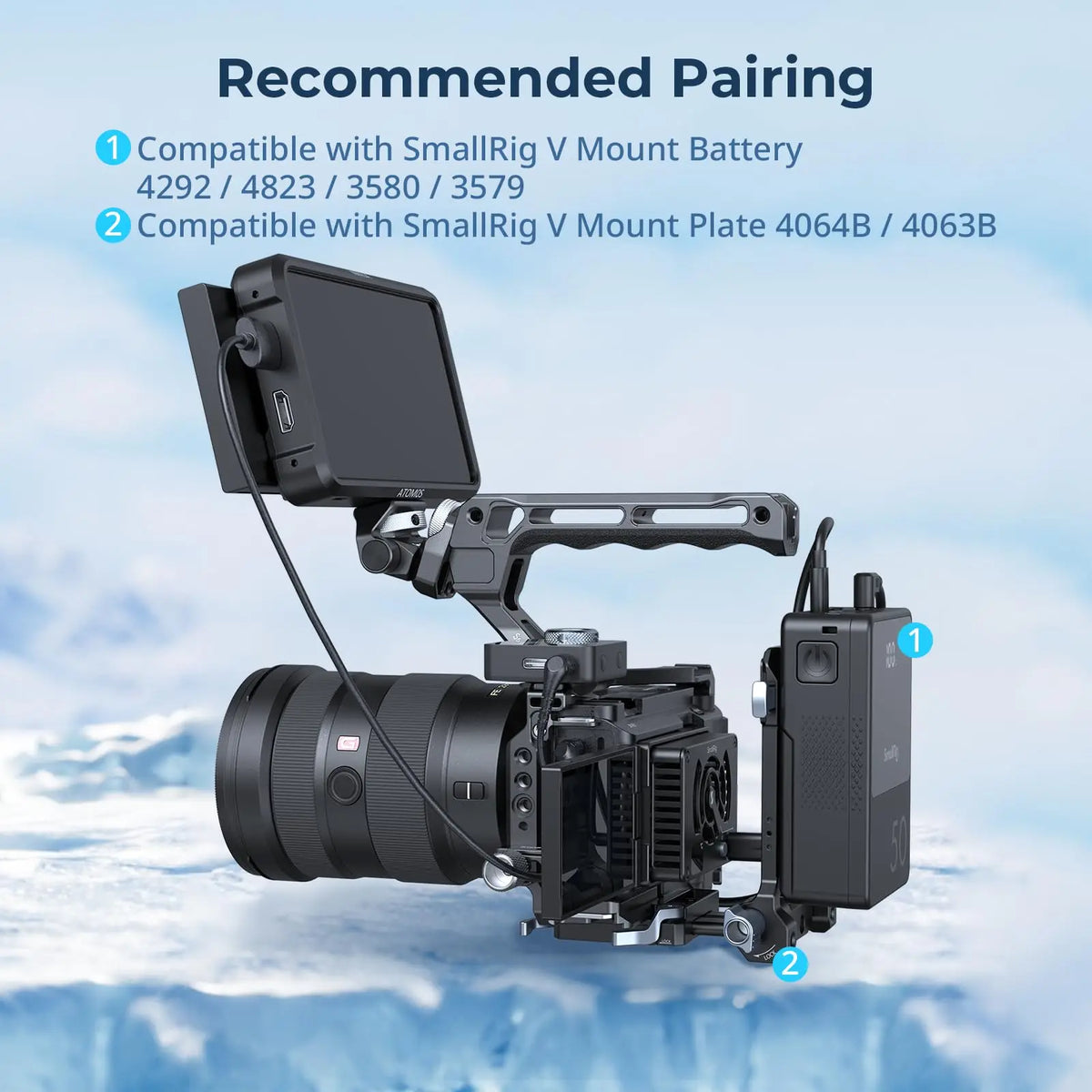 SmallRig Cooling System for Sony / Canon / FUJIFILM Cameras Can use with or without Cage, Lighter and Free,Suit V-Mount Battey