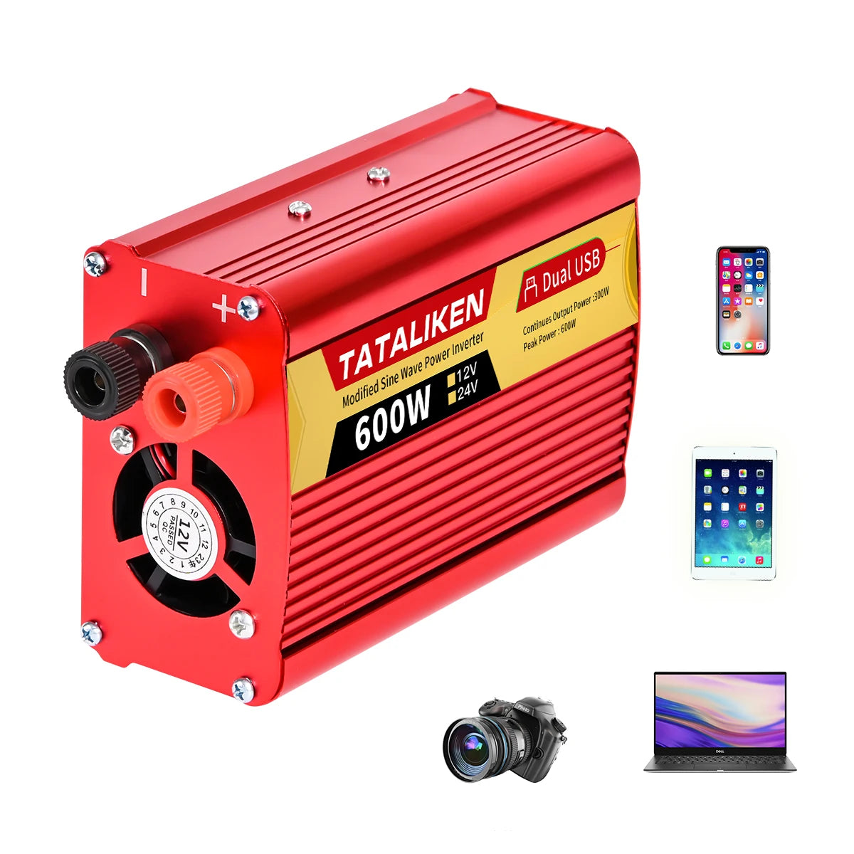 Car Power Inverter DC 12V/24V to AC 110V 60Hz 600W-2500W Vehicle Converter