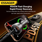 Essager 100W USB C Car Charger PD3.0 Fast Charging Digital Dispaly Quick Charge for iPhone 15pro Samsung Xiaomi  MacBook Laptop