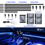 Full Color Streamer Car Ambient Lights RGB 64 Color Universal LED Interior Hidden Acrylic Strip Symphony Atmosphere Lamp