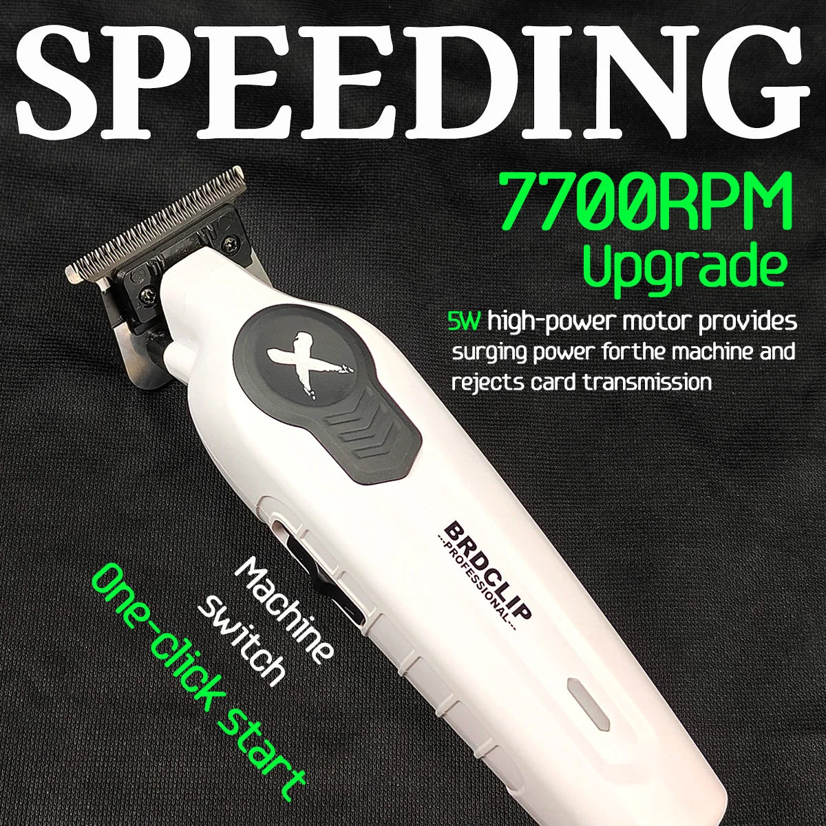 BRDCLIP  X Series White FA1T 7700RPM Professional Electric Hair Trimmer Hair Clipper For man carving DLC Blade Barber Shop Tool