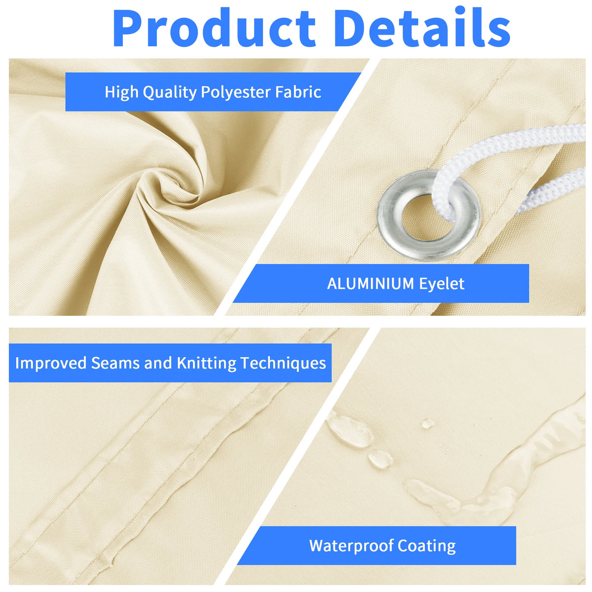 Waterproof UV Protection Canopy Outdoor Sun Shade Sail with Grommets 2/3/4/5M for Outdoor Garden Pool Patio Sunshade Cloth Tent