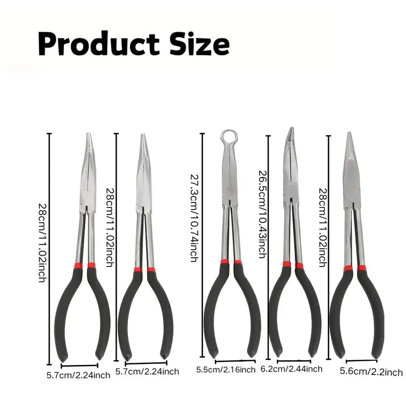 1pc 11-inch High Quality Long Nose Pliers with Curved and Straight Tips - Ideal for Industrial, DIY Applications and Car Repair