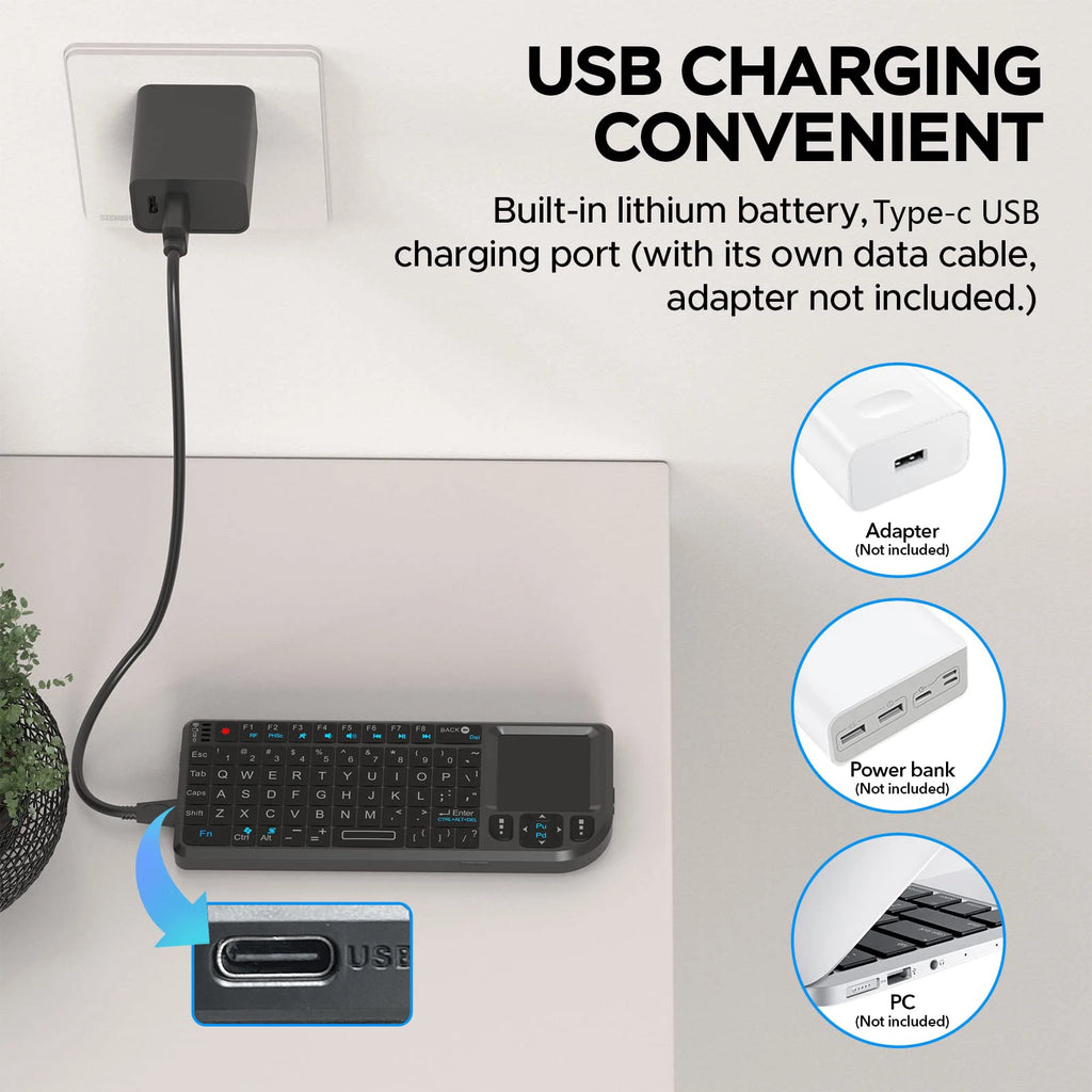 2.4G Wireless Keyboard With 7-color Backlight Touchpad Mouse And Flashligt- Portable Applicable- Perfect For PC Smart TV Box