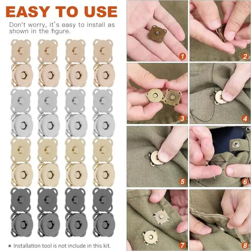 20-2PCS Metal Snap Magnet Button Magnetic Fastener Clasp Closure Buckle for Clothes Bag DIY Craft Sewing Accessories 14mm 18mm