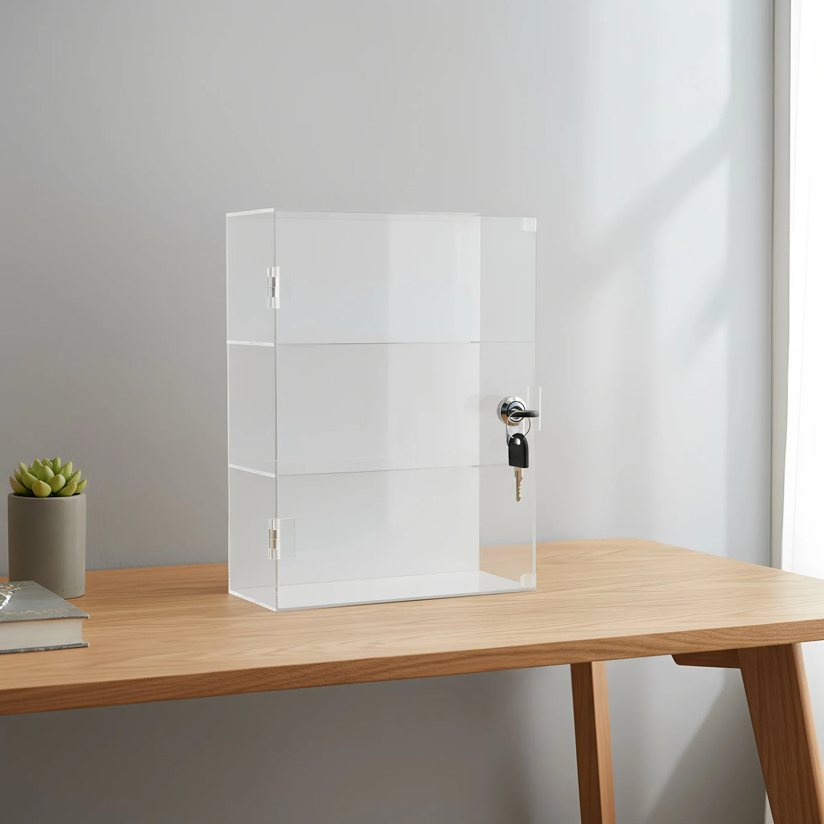 Acrylic storage cabinet used for locking cosmetics and perfume lipstick small items is handmade, dust-proof, anti loss