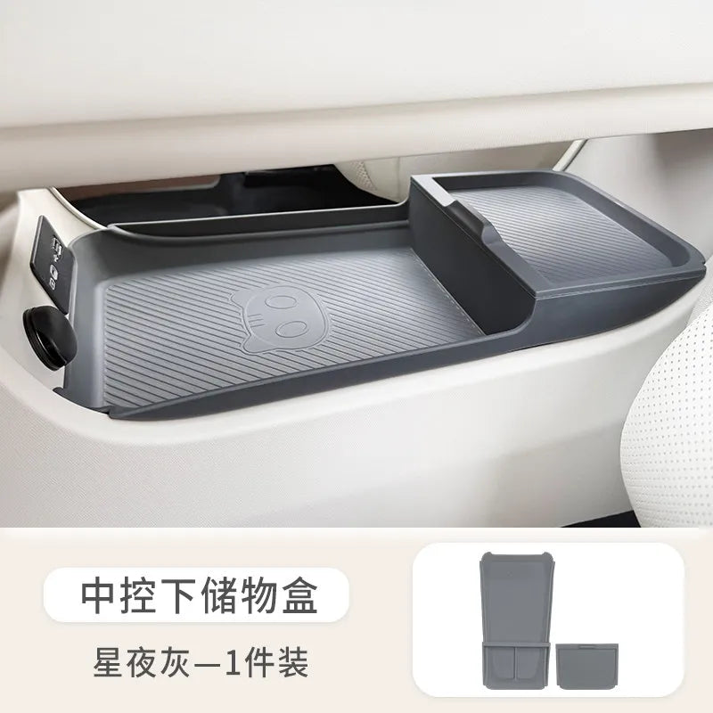 GWM ORA 5 2026 Silicone Interior Storage Box Set, Cup Holder Cover & Phone Mat, White/Grey