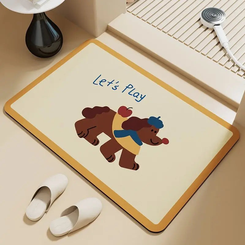 Dachshund puppy absorbent floor mat diatom mud bathroom door foot pad non-slip toilet toilet door cute foot pad