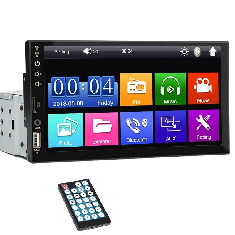 7 Inch Car Radio 1 Din MP5 Player Touch Screen Multimedia FM ISO Power Aux Input USB Bluetooth  Mirror Link Universal Autoradio
