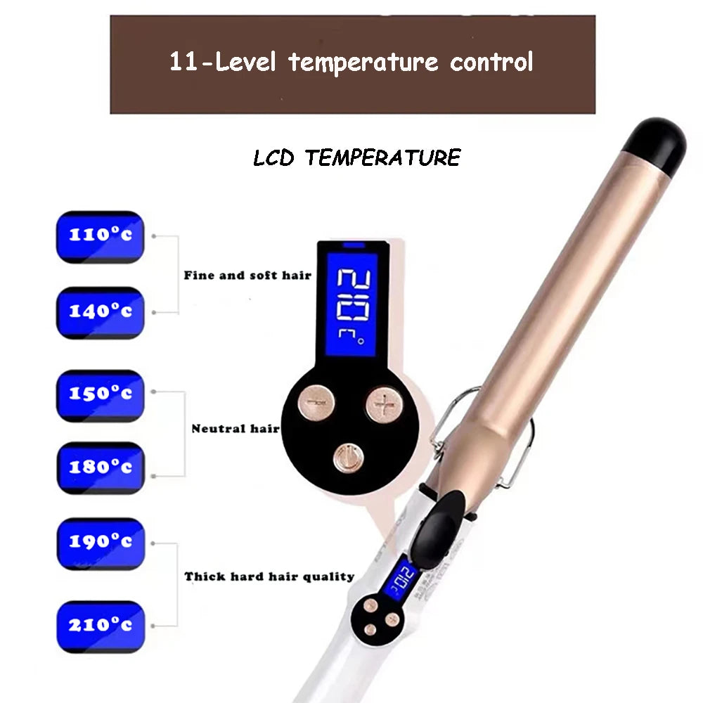Electric Professional Ceramic Hair Curler LED Curling Iron Roller Curls Wand Waver Hair straightener Styling Tool 9mm-38mm