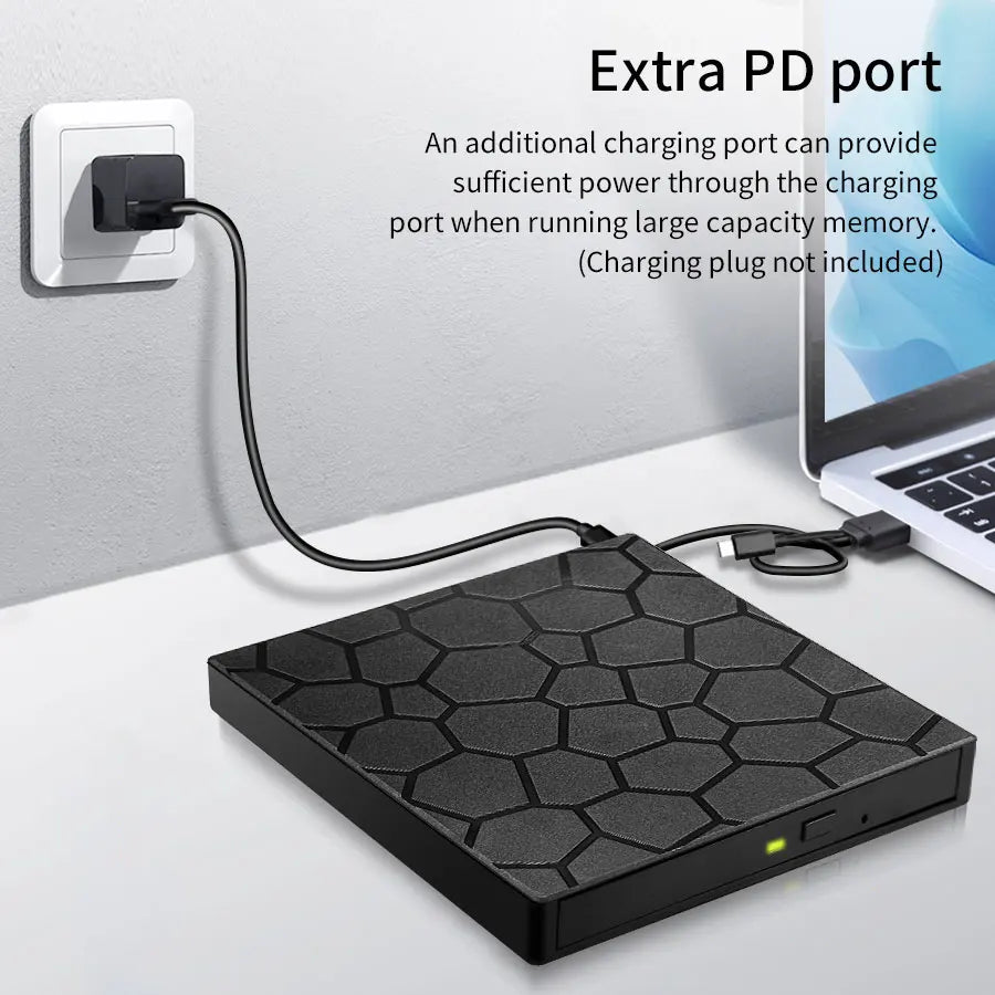 Portable DVD Player 7 in 1 External CD/DVD Drive USB 3.0 Type C CD Burner External Disk Drive For Desktop Mac Windows Linux