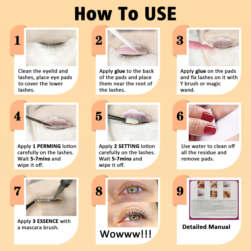 Lomansa Lash Lift Eyelash Lift Kit 8-12 Minutes Instant Lifting Perming Curling For Eyebrow Eyelashes Perm Kit Lasts 6-8 Weeks