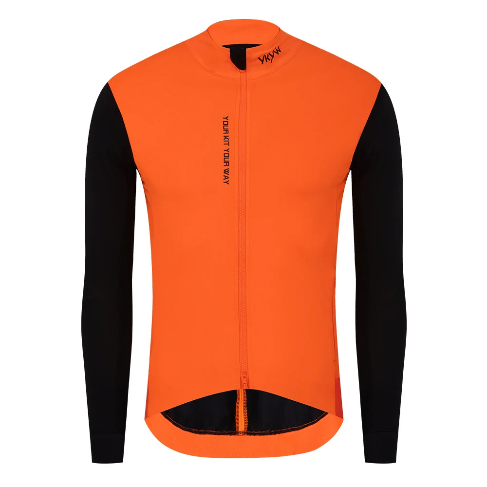 YKYW Men's Windproof Waterproof Long Sleeve Cycling Jacket MTB Bike Coat Bicycle Sports Windbreaker Double Zipper Cycling Jersey
