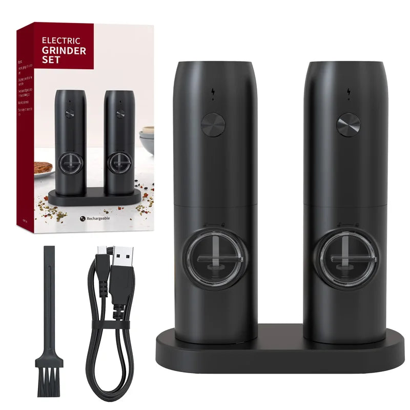 1/2pcs Automatic Pepper Grinder Salt And Pepper Grinder USB Rechargeable Adjustable Coarseness Spice Mill for Kitchen Tool
