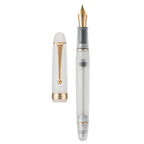 Asvine V126 Vacuum Filling Fountain Pen EF/F/M/ Stub 1.1 Nib, Transparent Brown/ Matte Gray, White Acrylic Writing Gift Set