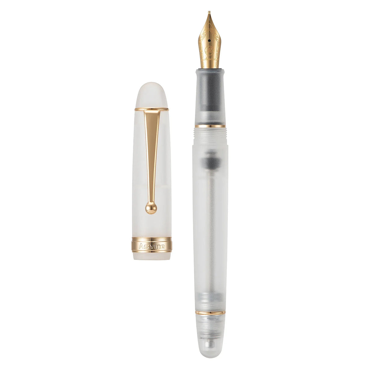 Asvine V126 Vacuum Filling Fountain Pen EF/F/M/ Stub 1.1 Nib, Transparent Brown/ Matte Gray, White Acrylic Writing Gift Set