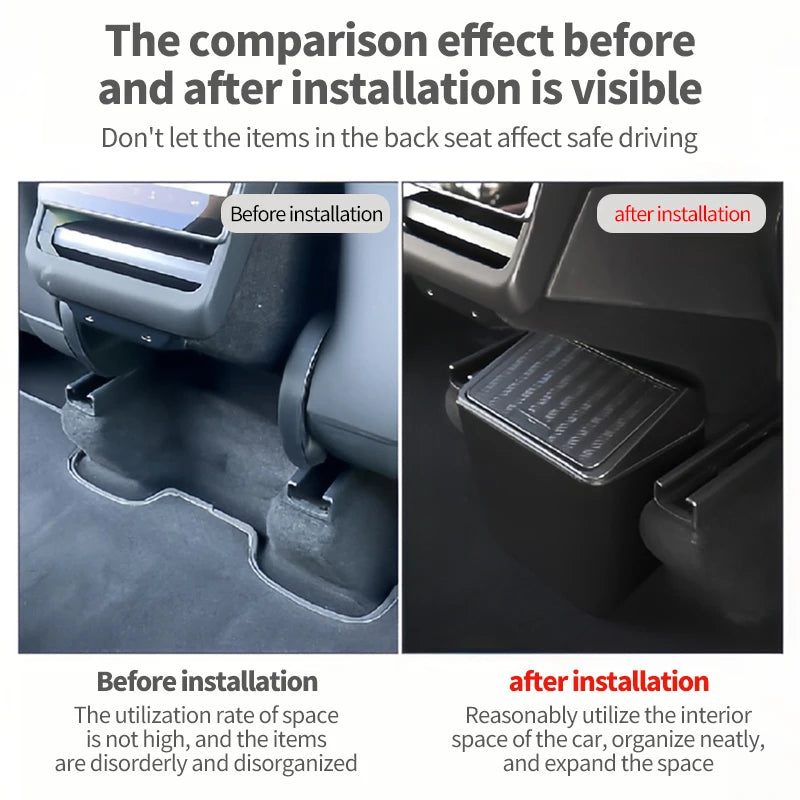 Futhope Rear Trash Can for Tesla Model Y Juniper Storage Box Cover Press Open Design Non-Destructive Installation