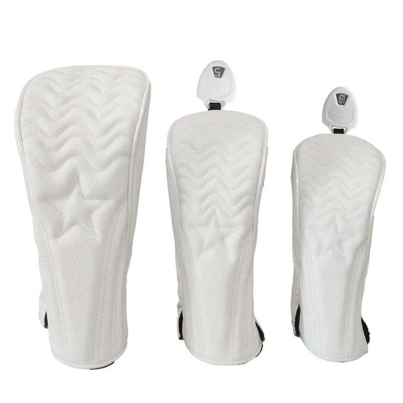 Golf Headcover Golf Wood Cover PU Leather Golf Club Covers For Driver Fairway Hybrid Waterproof Protector Set Golf Accessories