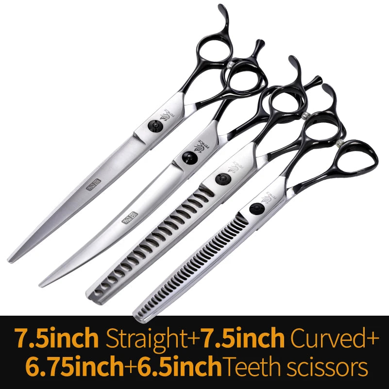 Fenice JP440C Steel Professional Pet Scissors Straight&Thinning&Curved Grooming Shears Tool Set