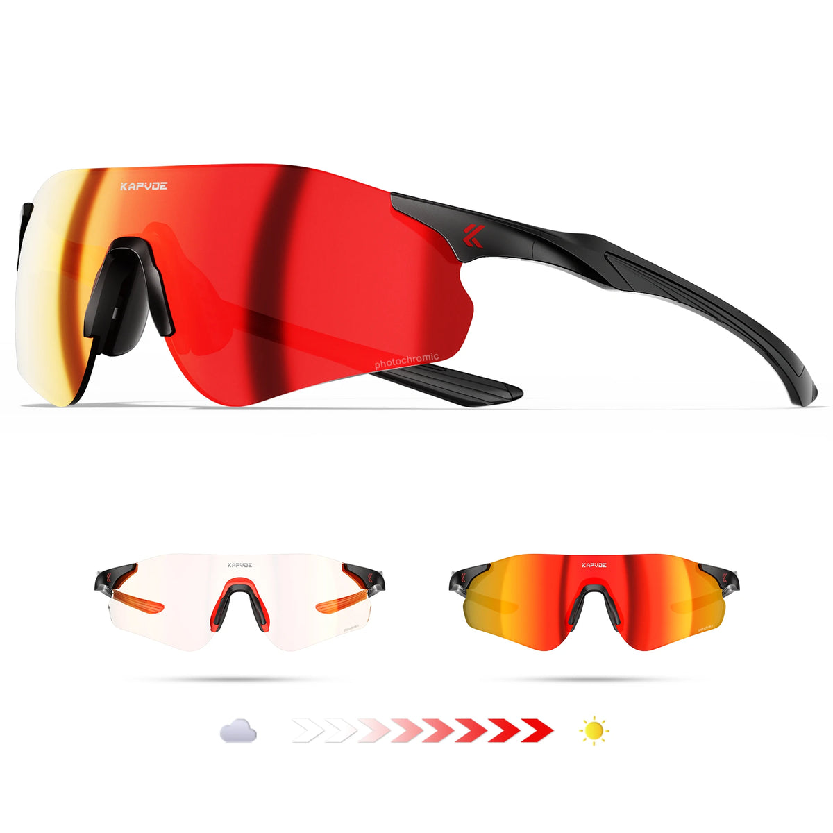 Kapvoe New Cycling Photochromic Glasses Men Women Road Bicycle Sunglasses UV400 Sports Riding Eyewear Outdoor Running Goggles