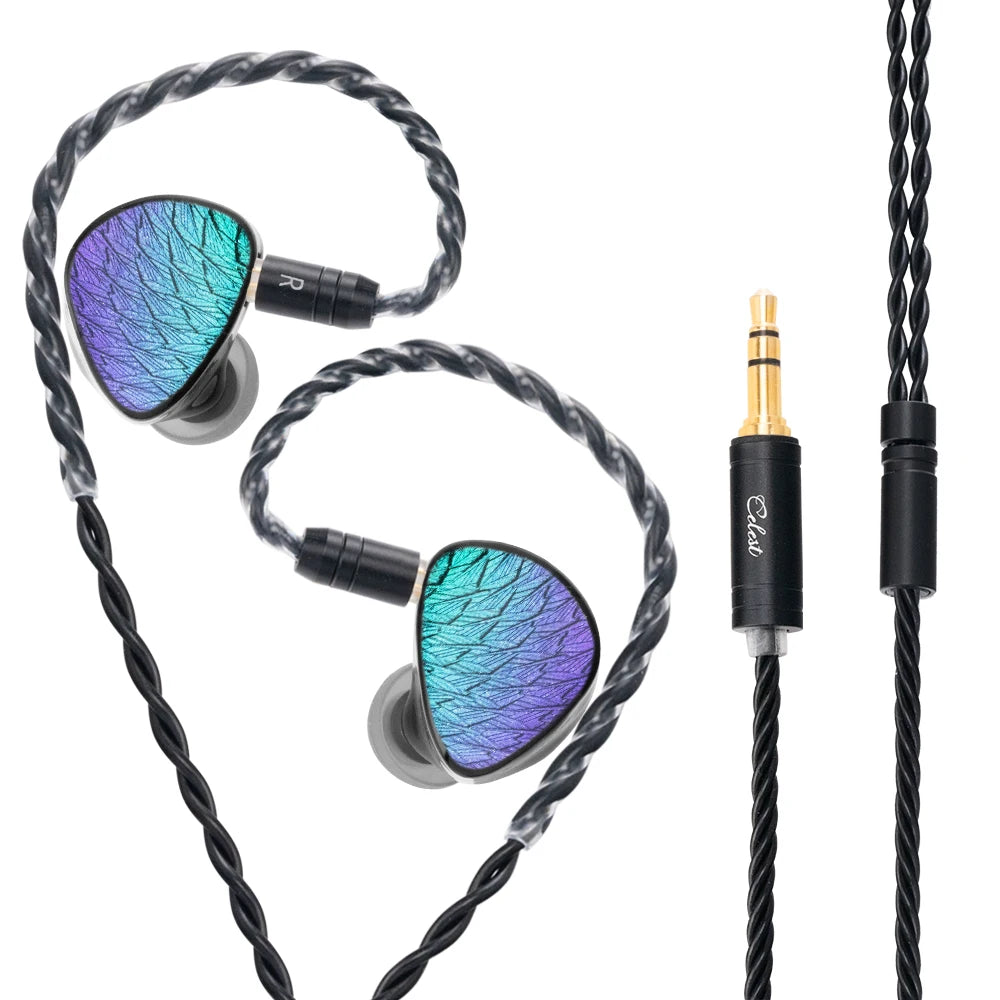 Celest Wyvern Black Remaster 10mm LCP 2.0 Diaphragm Custom Dynamic Driver in Ear Earphones with MIC Cable Headphones