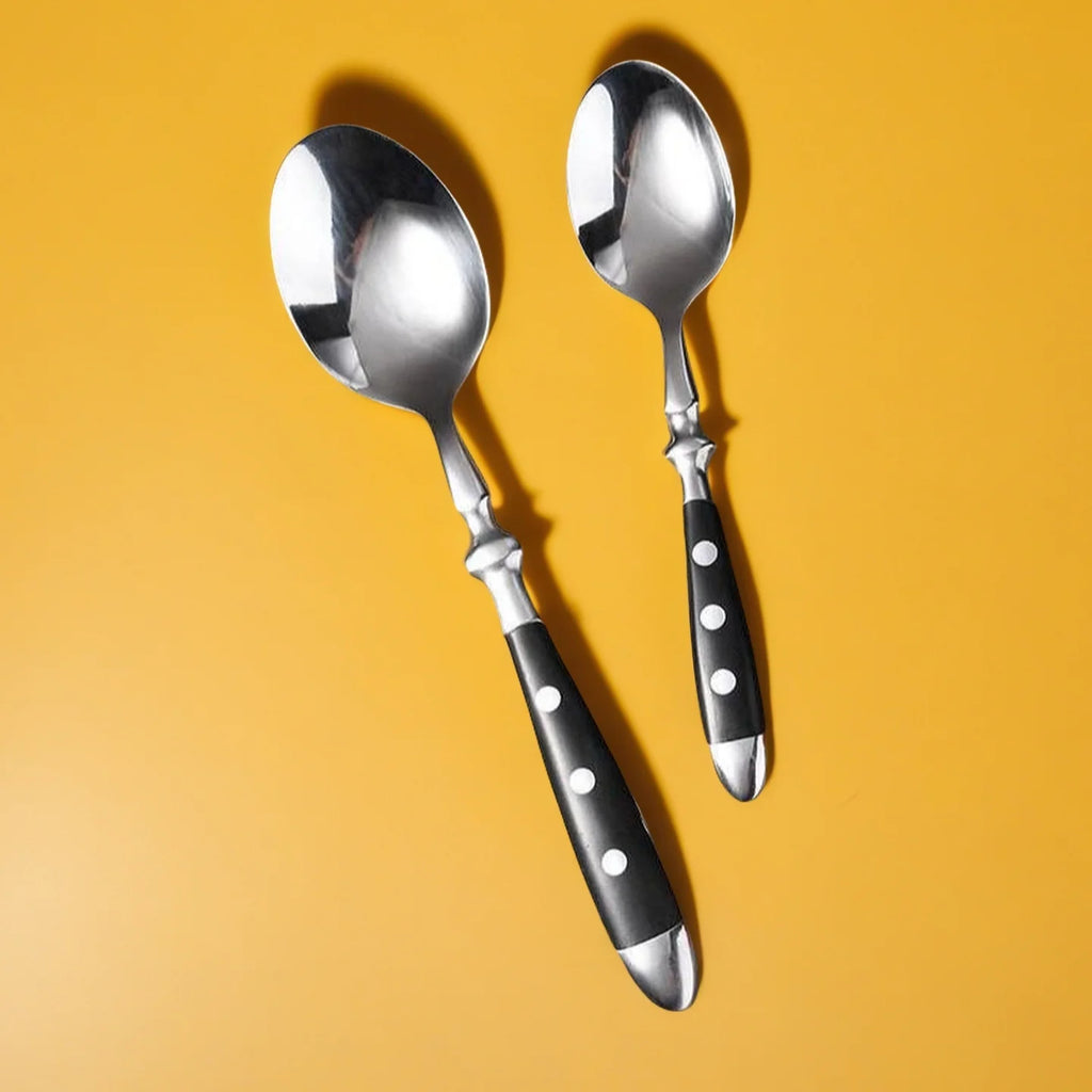 Hotel Stainless Steel Table Knife Fork Spoon Sets Teaspoon Teafork Steak Knife Cutlery Restaurant Serviing Set Black Wood Handle