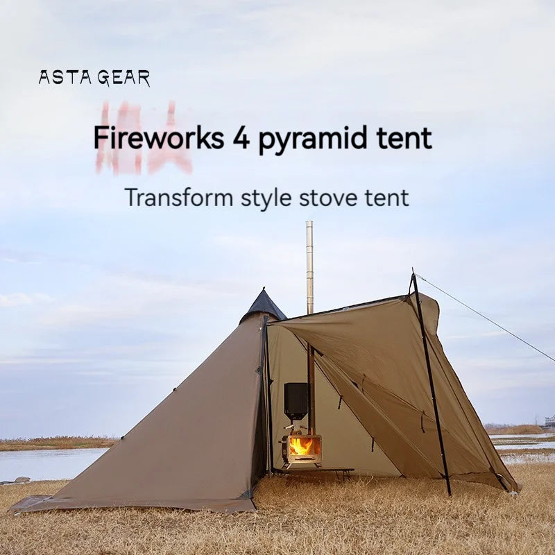 ASTA GEAR Fk 4 Camping pyramid ultralight tent can burn firewood, stove with snow skirt