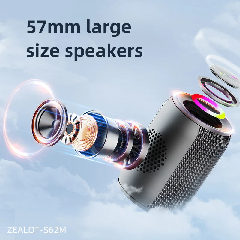 ZEALOT S62M Portable Karaoke Machine Bluetooth 5.3 Speaker with 1-2 Wireless Mics