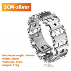 Stainless Steel Multitool Bracelet Tread Link Bolt Driver, Black or Silver, 2.5-3cm