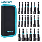 LIBRATON Magnetic Nut Driver Bit Set 20pcs 1/4" Impact Drill Metric 5-13mm SAE 3/16-1/2"