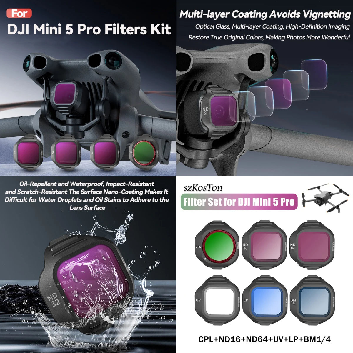 Filter Set for DJI Neo 2/Mini 5 Pro/mini 4 Pro/Filp ND MCUV CPL Filters Anti-glare Optical Glass Lens Accessories
