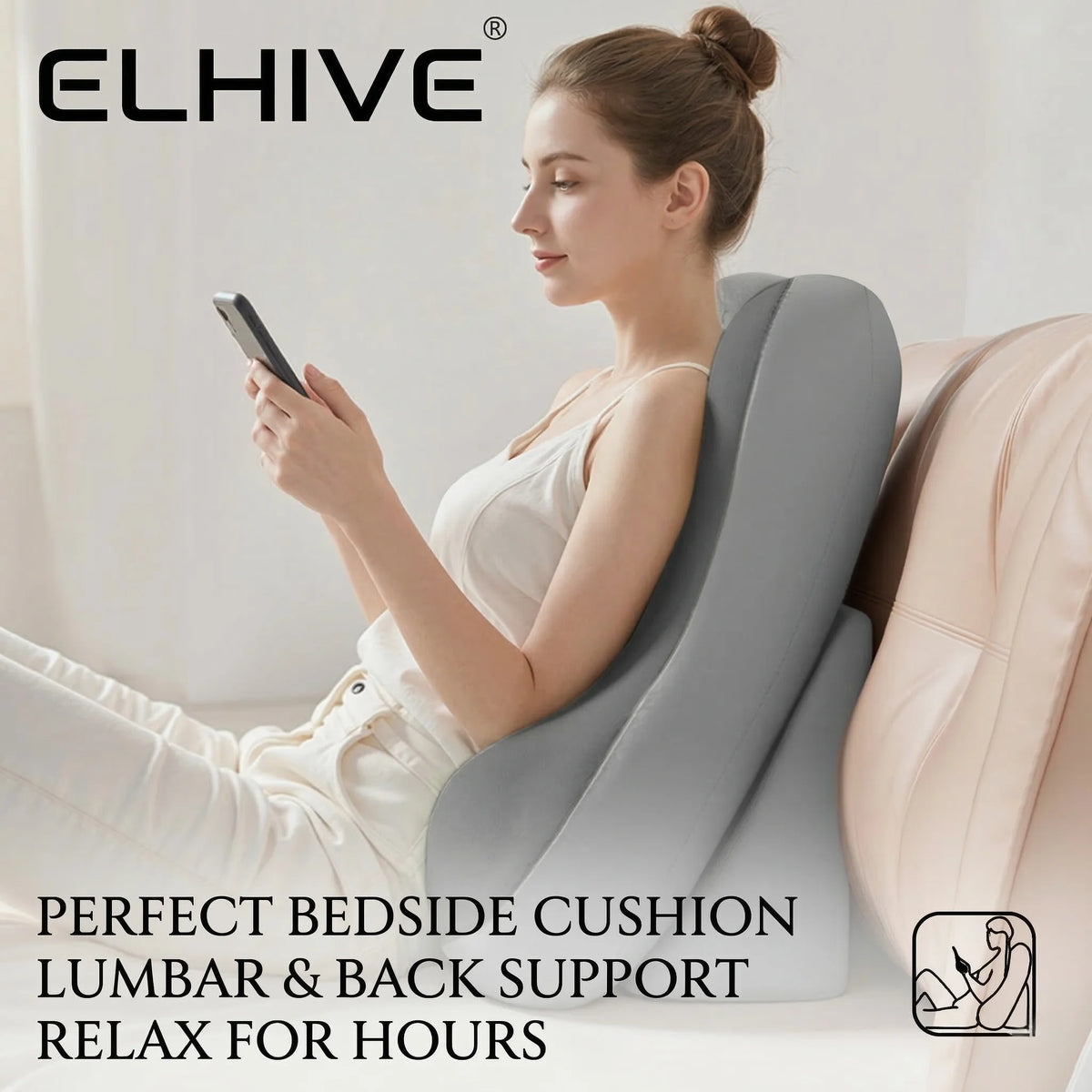 Adjustable Bed Wedge Pillow Memory Foam Backrest, 2-Piece Split Non-Slip Base, Light Yellow