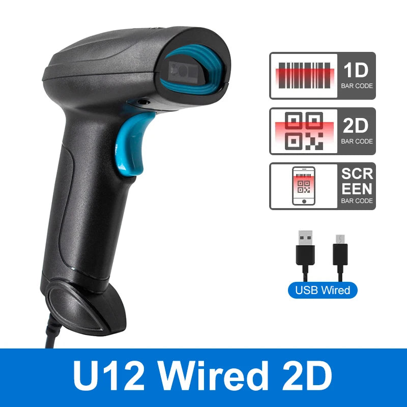 1D 2D Barcode Scanner Wired Wireless Bluetooth Bar Code Reader Omni-directional Scanning For Supermarket Logistics Product